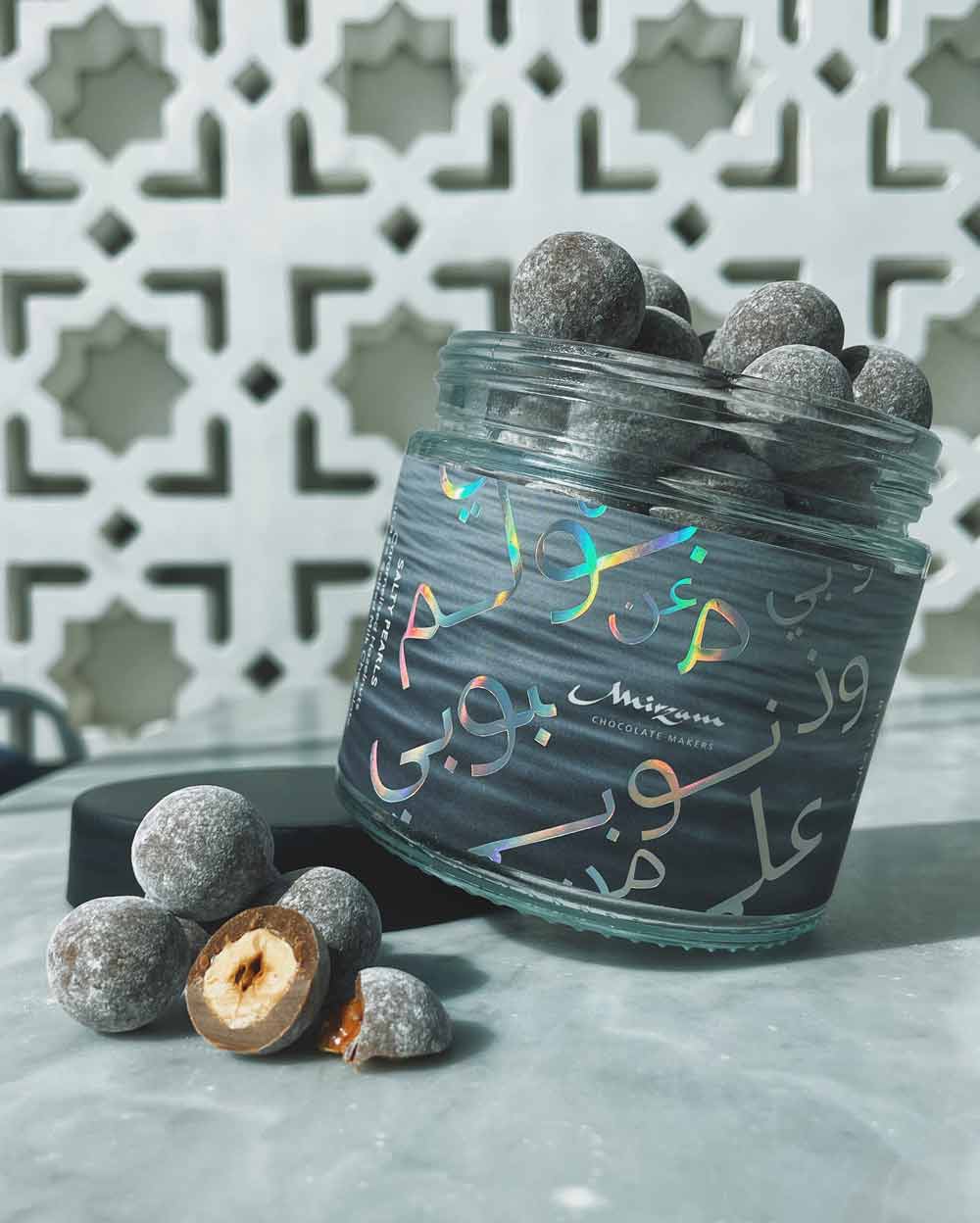 Mirzam Salty Pearls: Caramelized Hazelnuts in 45% Salted Milk Chocolate, 200g